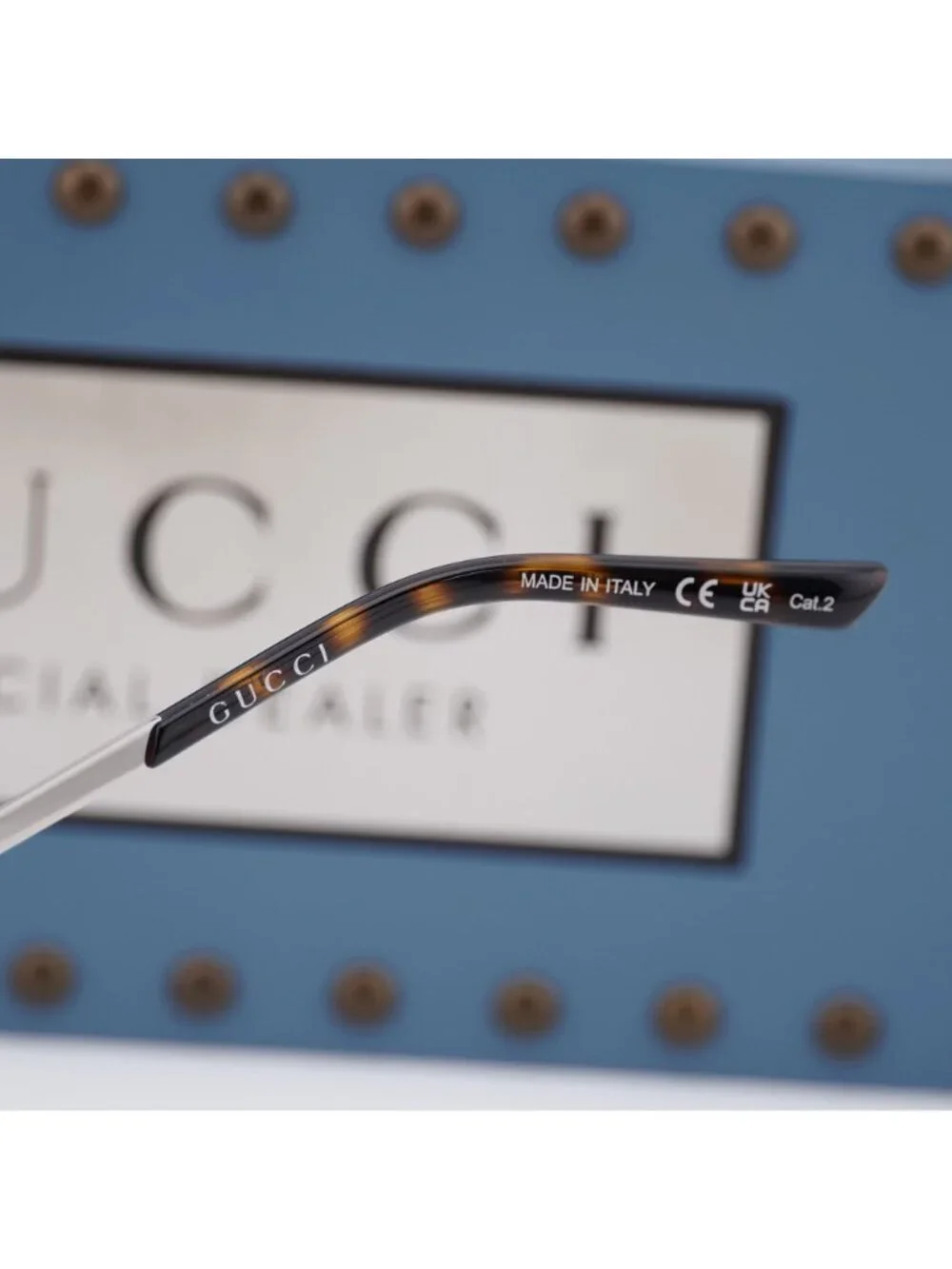 Gucci GG2046S 004  Geometric Sunglasses - Silver / Red Gradient
